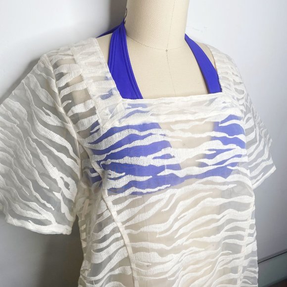 NWOT Urban Outfitters Fes Sheer Tie-Back Tiger Print Midi Dress / Swim Cover - Picture 6 of 7